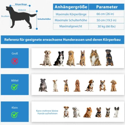 XL Hundefahrradanhänger, 2 in 1 faltbarer Anhänger mit Feststellbremse, maximale Belastung 40 kg – Bild 9