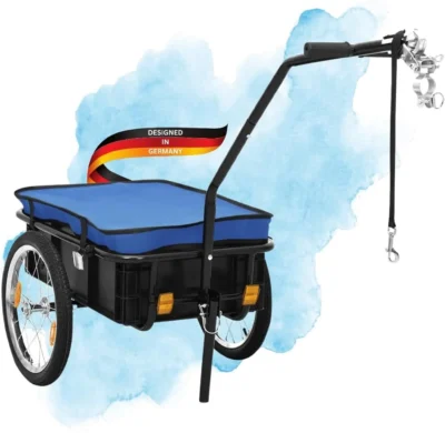 Fahrrad Lastenanhänger DELUKE® SHARK blau | bis 50 kg | inkl. Reflektoren | Fahrradanhänger Transportanhänger Handwagen Fahrradzubehör