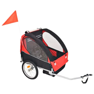 Kinderanhänger Fahrradanhänger ETRO DELUKE®  schwarz/rot | 30kg belastbar | inkl. Sicherheitsgurte & Seitenfenster | Kinderanhänger für 1-2 Kinder Jogger Buggy Fahrrad Anhänger