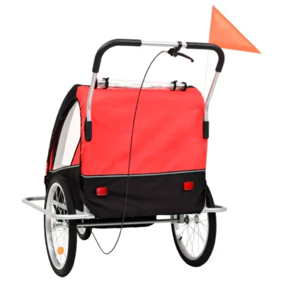 Fahrradanhänger für 2 Kinder ELITE DELUKE® schwarz/rot | 40kg belastbar | inkl. Sicherheitsgurte & Seitenfenster - Kinderanhänger für Fahrrad Kinderwagen am Fahrrad – Bild 5
