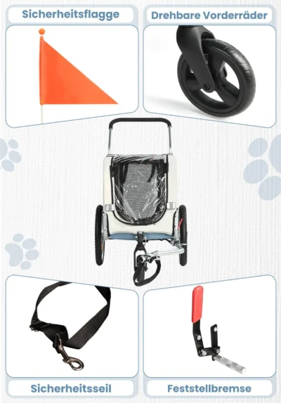 Kinderanhänger Fahrradanhänger ETRO DELUKE®  schwarz/rot | 30kg belastbar | inkl. Sicherheitsgurte & Seitenfenster | Kinderanhänger für 1-2 Kinder Jogger Buggy Fahrrad Anhänger – Bild 8