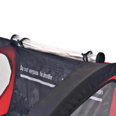 Kinderanhänger Fahrradanhänger ETRO DELUKE®  schwarz/rot | 30kg belastbar | inkl. Sicherheitsgurte & Seitenfenster | Kinderanhänger für 1-2 Kinder Jogger Buggy Fahrrad Anhänger – Bild 5